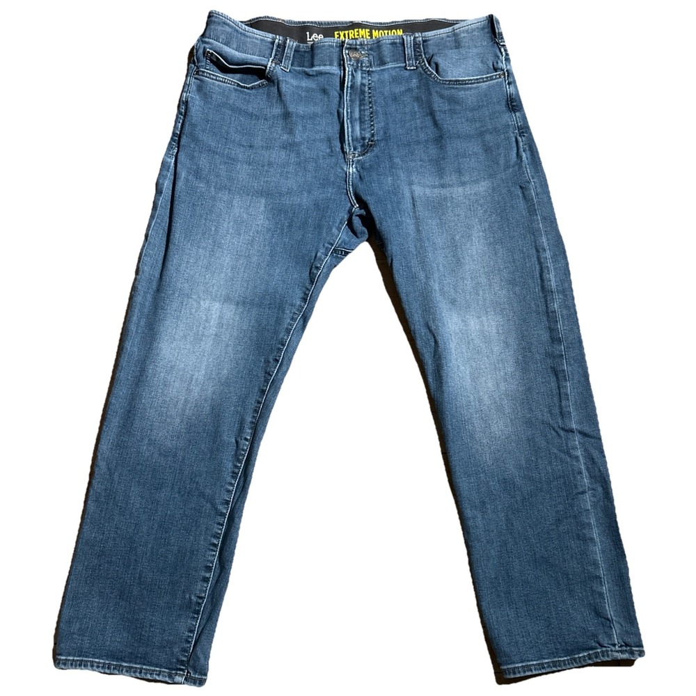 Lee Jeans Men's 40x30 (38x29) Extreme Motion Slim Fit Straight Leg Blue Stretch